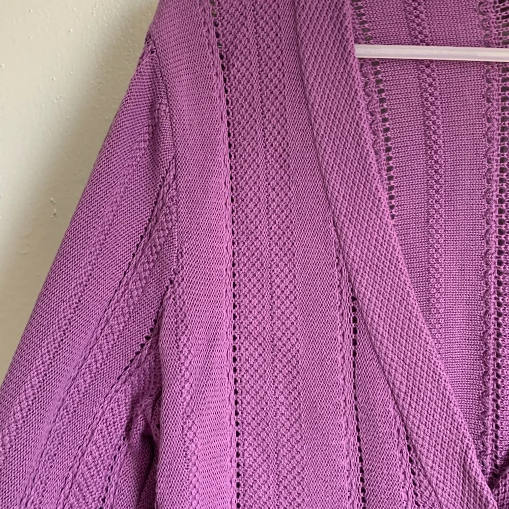 J. Jill Purple Cable Grandpa Cardigan V-Neck 4 button Closure Medium_5
